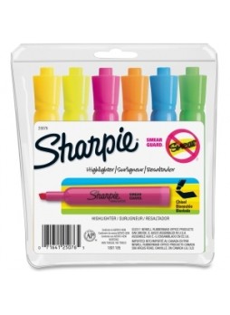 Sharpie 25076 Major Accent Highlighters, Chisel point, Assorted colors, set of 6